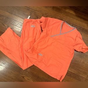 Urbane Scrubs- XS Orange/Coral and grey